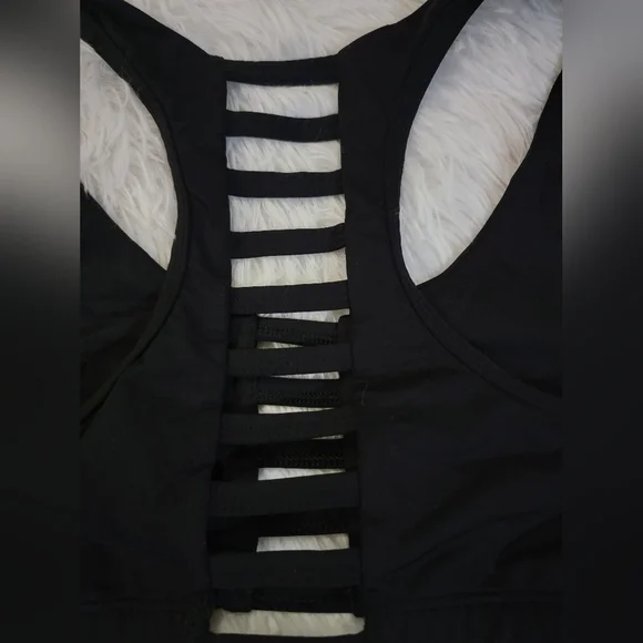 PINK Victoria's Secret Sleek Strappy Cage Black Sports Bra Small - Picture 12 of 13